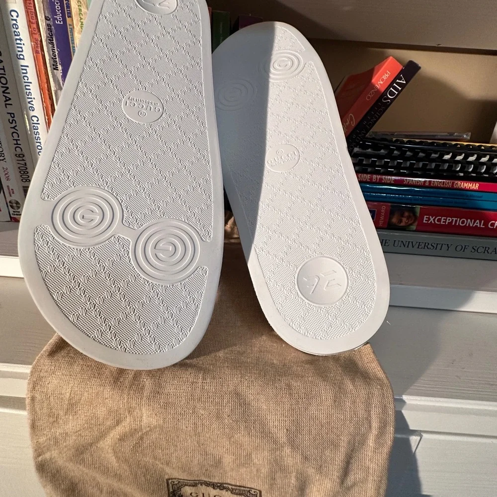 Gucci White Rubber Slide Soles with Embossed Logo